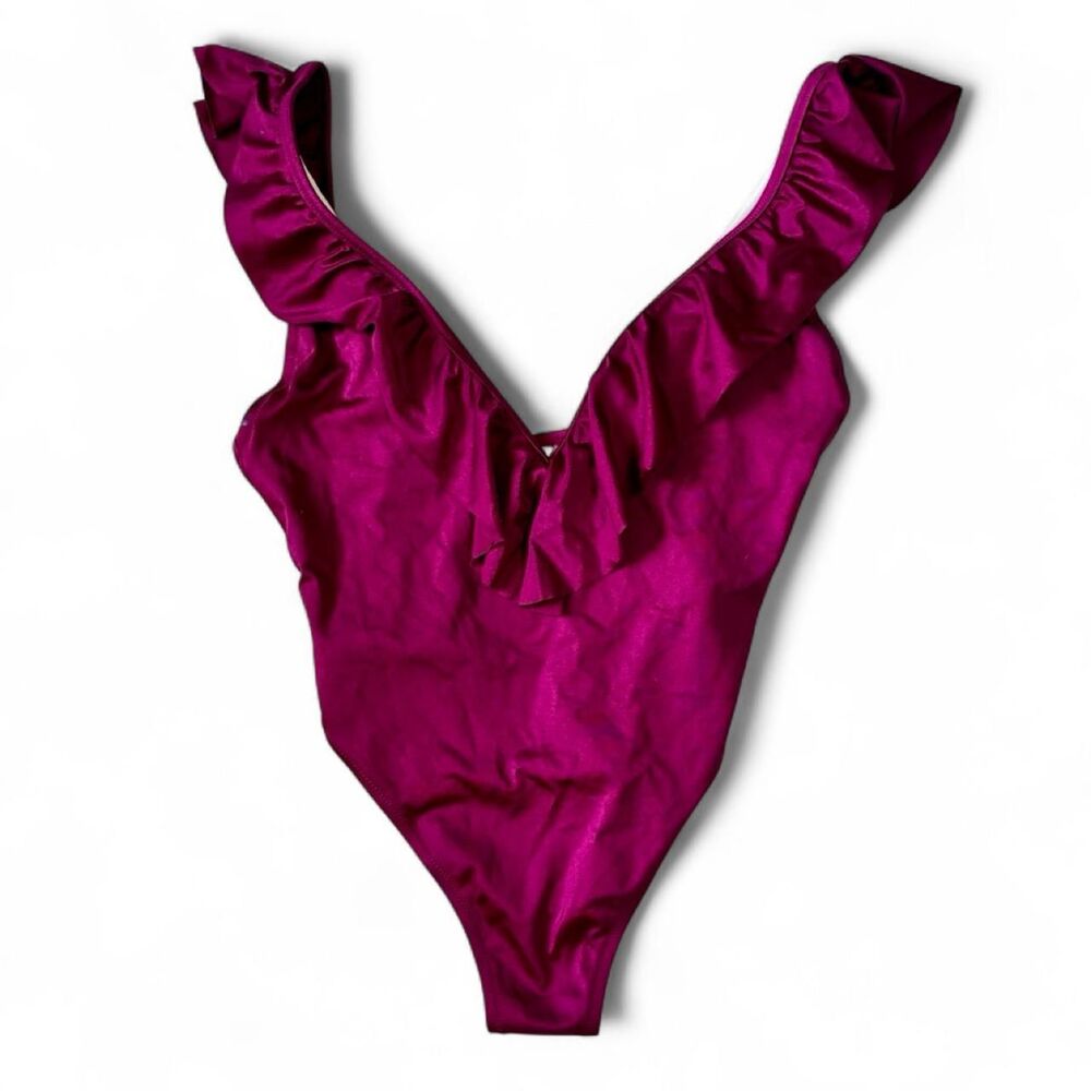 PINK by Victorias Secret Magenta Ruffled Chic One Piece Swimsuit